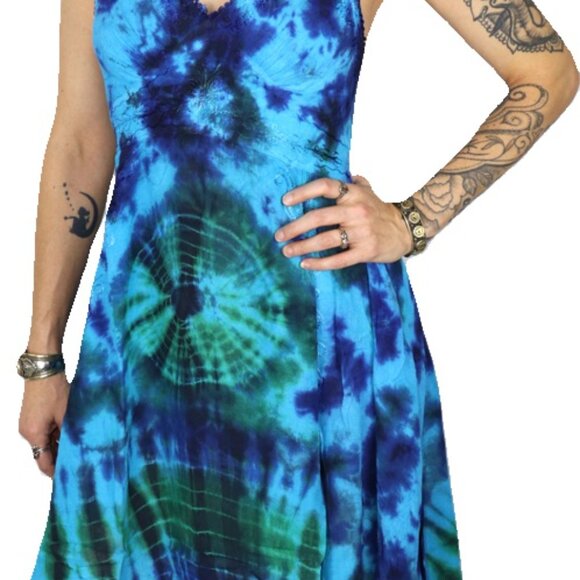 Tatiana Tie dye blue green dress - Picture 2 of 5